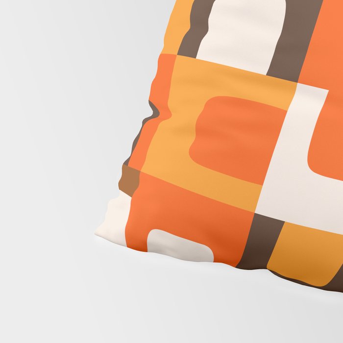 Mid Century Modern Concordance Retro Geometric Pattern in 70s Brown and Orange 2 Pillow Sham Gallery Image 4