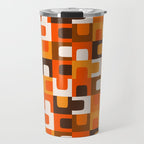 Mid Century Modern Concordance Retro Geometric Pattern in 70s Brown and Orange 2 Travel Mug Gallery Image 1