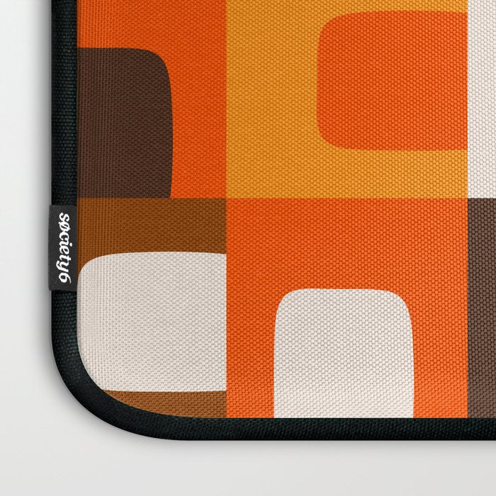 Mid Century Modern Concordance Retro Geometric Pattern in 70s Brown and Orange 2 Laptop Sleeve Gallery Image 3