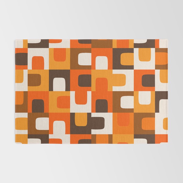 Mid Century Modern Concordance Retro Geometric Pattern in 70s Brown and Orange 2 Rug Gallery Image 2