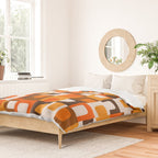 Mid Century Modern Concordance Retro Geometric Pattern in 70s Brown and Orange 2 Duvet Cover Gallery Image 2