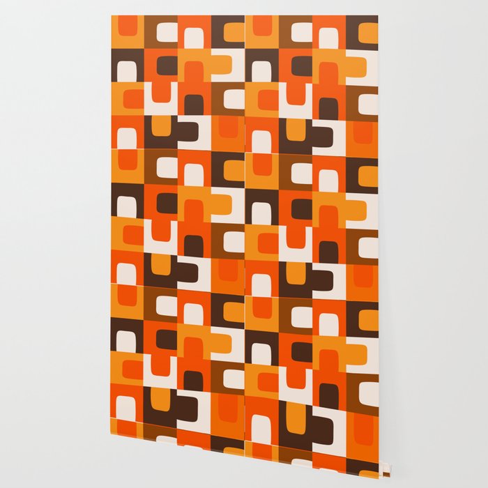 Mid Century Modern Concordance Retro Geometric Pattern in 70s Brown and Orange 2 Wallpaper Gallery Image 2