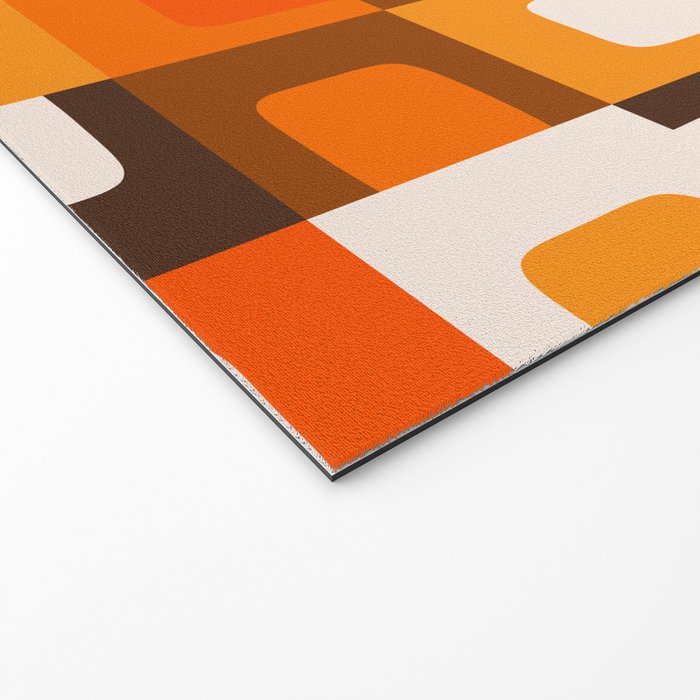 Mid Century Modern Concordance Retro Geometric Pattern in 70s Brown and Orange 2 Welcome Mat Gallery Image 2
