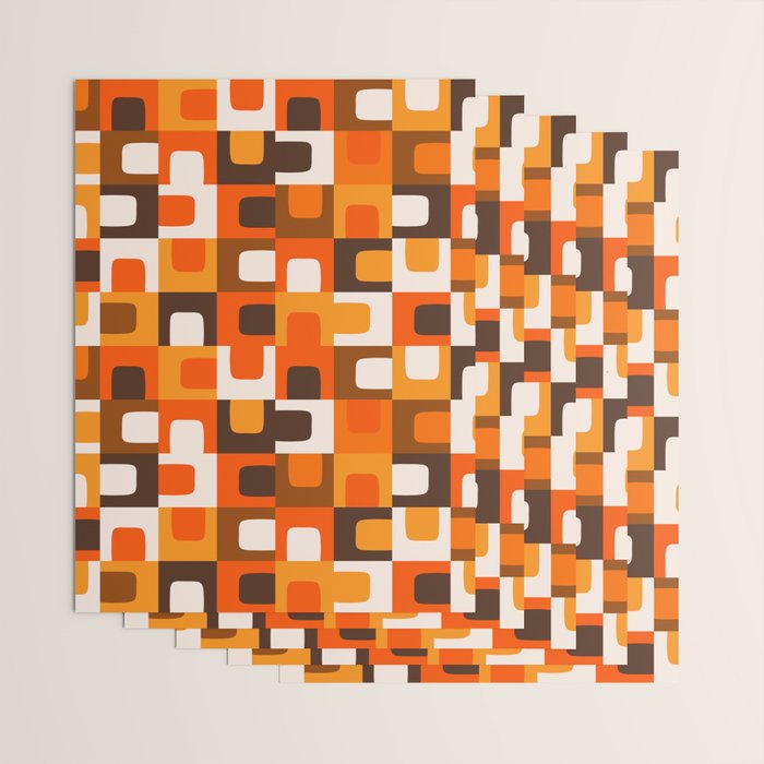 Mid Century Modern Concordance Retro Geometric Pattern in 70s Brown and Orange 2 Wrapping Paper Gallery Image 3