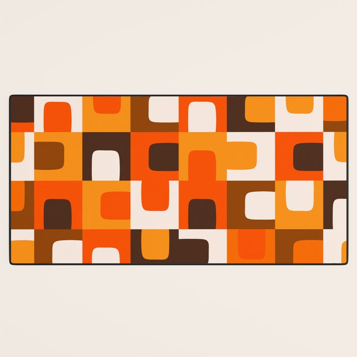 Mid Century Modern Concordance Retro Geometric Pattern in 70s Brown and Orange 2 Desk Mat Gallery Image 3
