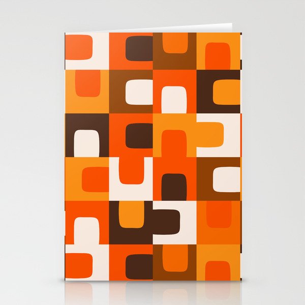 Mid Century Modern Concordance Retro Geometric Pattern in 70s Brown and Orange 2 Stationery Card Gallery Image 1