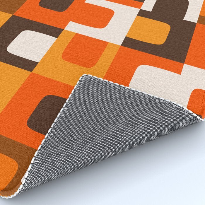 Mid Century Modern Concordance Retro Geometric Pattern in 70s Brown and Orange 2 Rug Gallery Image 4