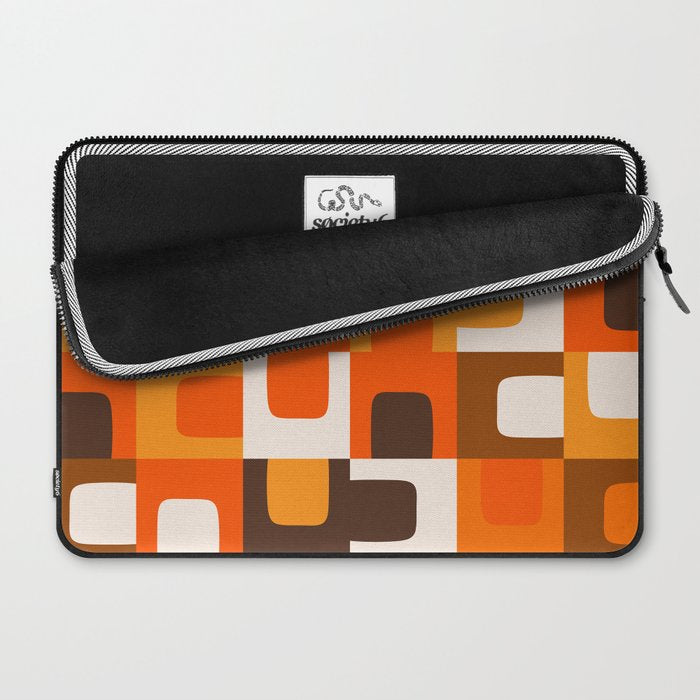 Mid Century Modern Concordance Retro Geometric Pattern in 70s Brown and Orange 2 Laptop Sleeve Gallery Image 2
