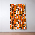 Mid Century Modern Concordance Retro Geometric Pattern in 70s Brown and Orange 2 Window Curtain Gallery Image 3