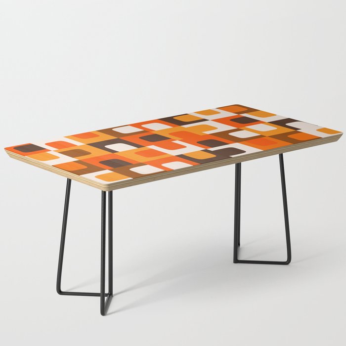 Mid Century Modern Concordance Retro Geometric Pattern in 70s Brown and Orange 2 Coffee Table Gallery Image 1