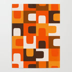 Mid Century Modern Concordance Retro Geometric Pattern in 70s Brown and Orange 2 Poster Gallery Image 4