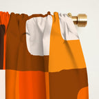 Mid Century Modern Concordance Retro Geometric Pattern in 70s Brown and Orange 2 Window Curtain Gallery Image 2