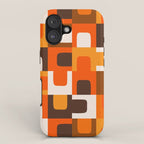 Mid Century Modern Concordance Retro Geometric Pattern in 70s Brown and Orange 2 iPhone Case Gallery Image 1