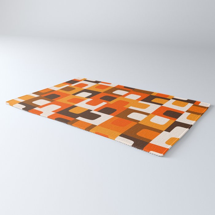 Mid Century Modern Concordance Retro Geometric Pattern in 70s Brown and Orange 2 Rug Gallery Image 3