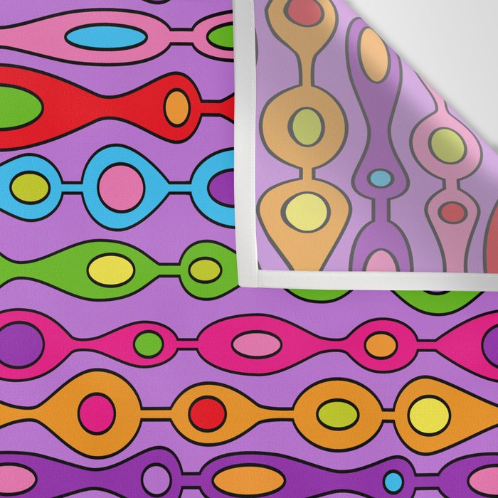 Mid Century Colorful Geometric Oval Pattern Wall Tapestry Gallery Image 3