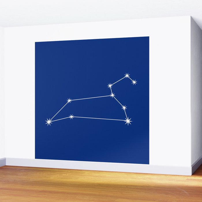 Leo Zodiac Star Constellation Line Art Dark Blue Wall Mural Gallery Image 2