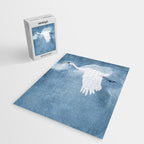 White Egret In Flight Illustration Wings Down Jigsaw Puzzle Gallery Image 2