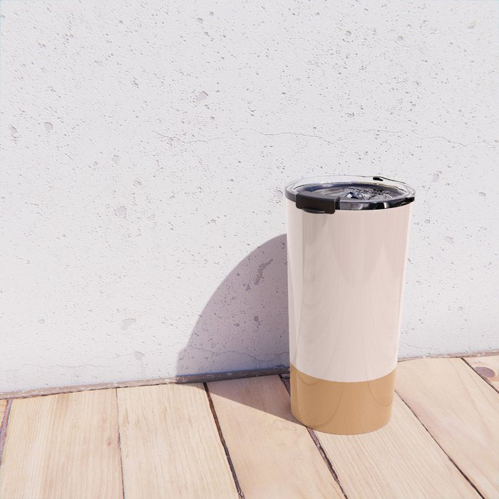 Minimalist Colour Block in Pale Blush Pink and Muted Ochre Travel Mug Gallery Image 4