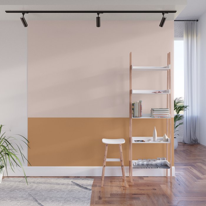 Minimalist Colour Block in Pale Blush Pink and Muted Ochre Wall Mural Gallery Image 1