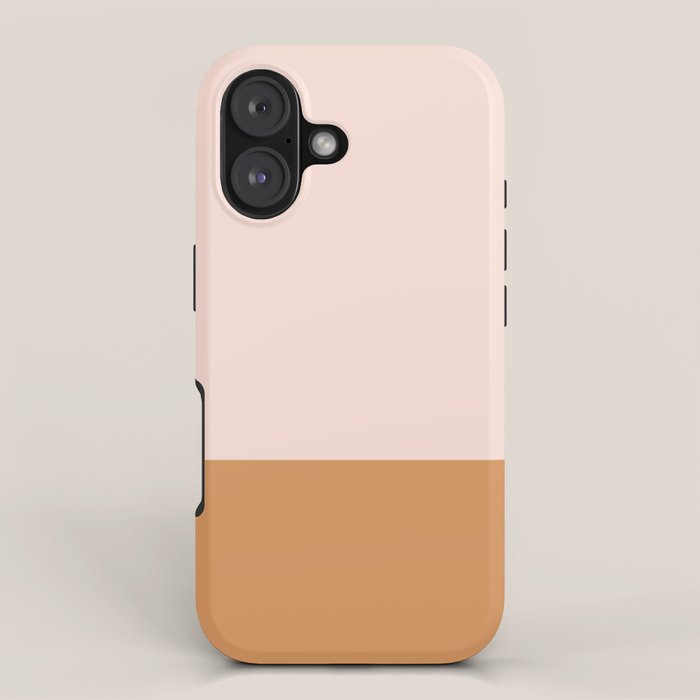 Minimalist Colour Block in Pale Blush Pink and Muted Ochre iPhone Case Gallery Image 1
