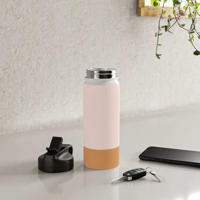 Minimalist Colour Block in Pale Blush Pink and Muted Ochre Water Bottle Gallery Image 4
