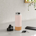 Minimalist Colour Block in Pale Blush Pink and Muted Ochre Water Bottle Gallery Image 4