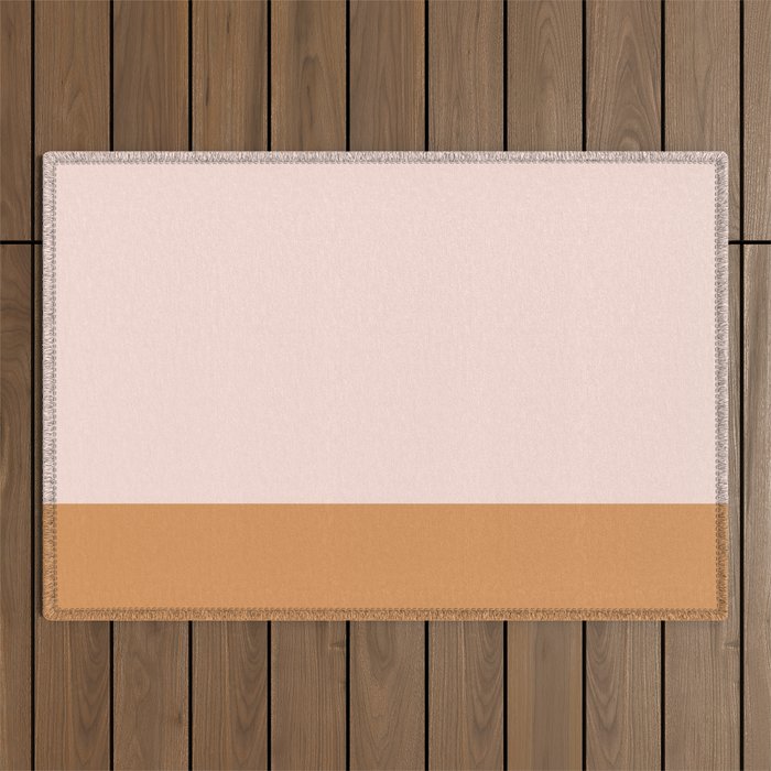 Minimalist Colour Block in Pale Blush Pink and Muted Ochre Outdoor Rug Gallery Image 1