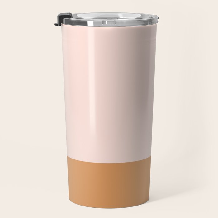 Minimalist Colour Block in Pale Blush Pink and Muted Ochre Travel Mug Gallery Image 3