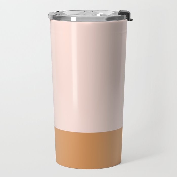 Minimalist Colour Block in Pale Blush Pink and Muted Ochre Travel Mug Gallery Image 2