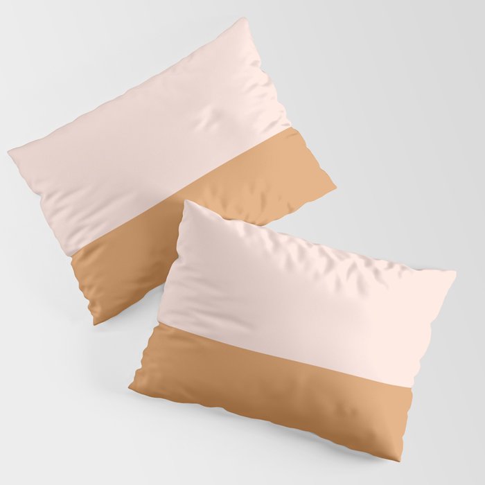 Minimalist Colour Block in Pale Blush Pink and Muted Ochre Pillow Sham Gallery Image 1