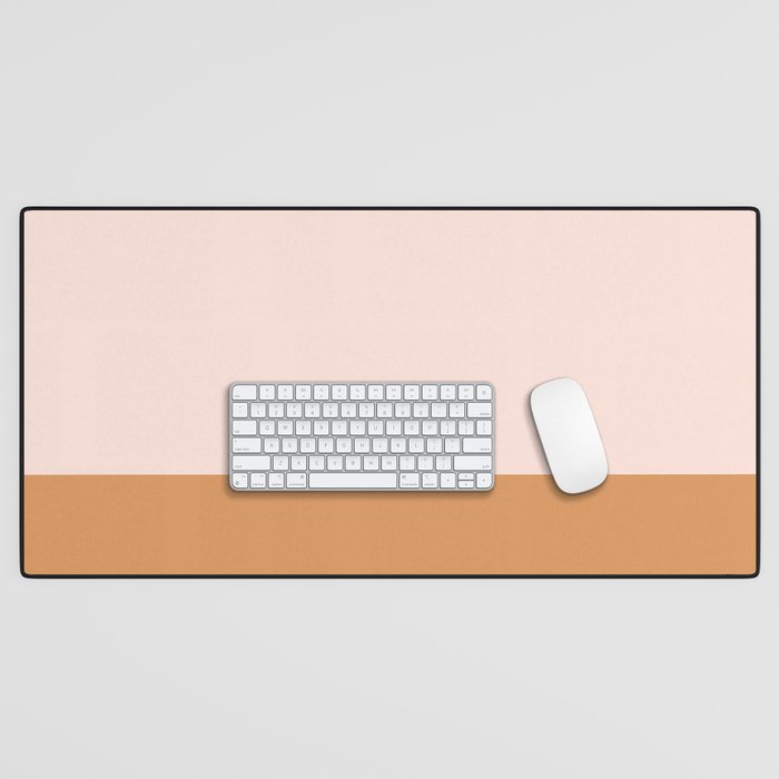 Minimalist Colour Block in Pale Blush Pink and Muted Ochre Desk Mat Gallery Image 1
