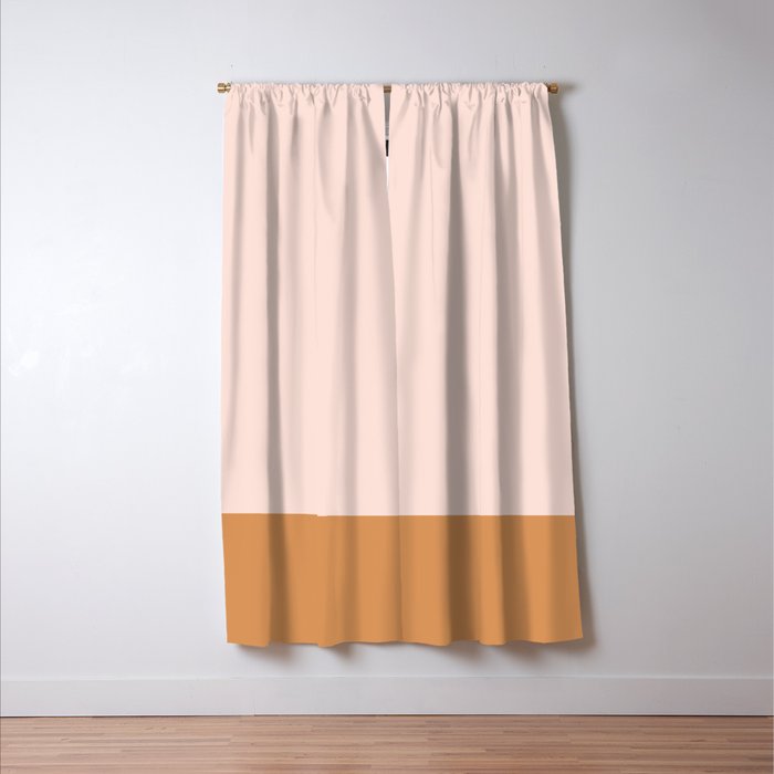Minimalist Colour Block in Pale Blush Pink and Muted Ochre Window Curtain Gallery Image 3