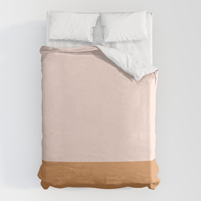 Minimalist Colour Block in Pale Blush Pink and Muted Ochre Duvet Cover Gallery Image 1