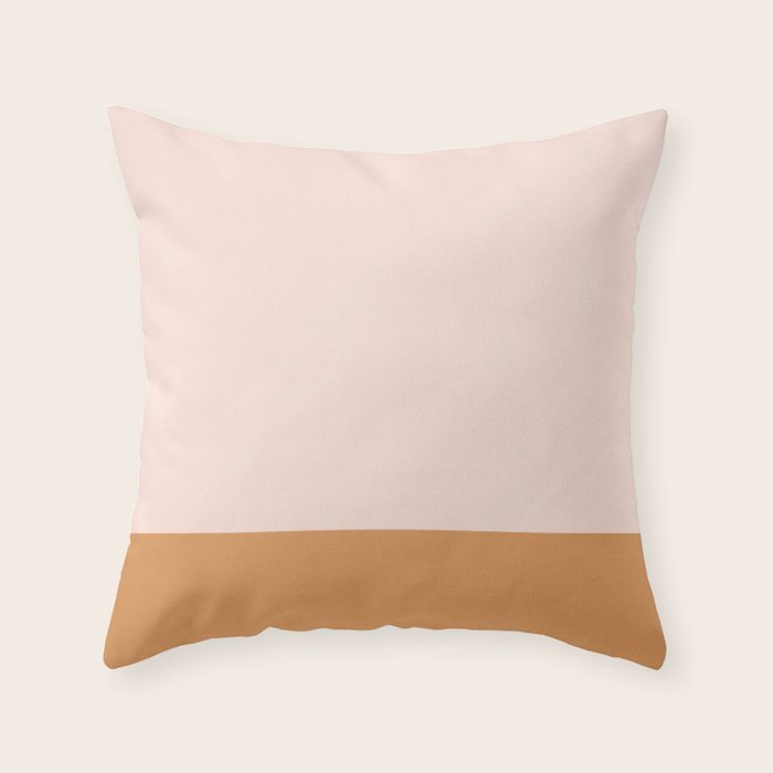 Minimalist Colour Block in Pale Blush Pink and Muted Ochre Throw Pillow Gallery Image 6