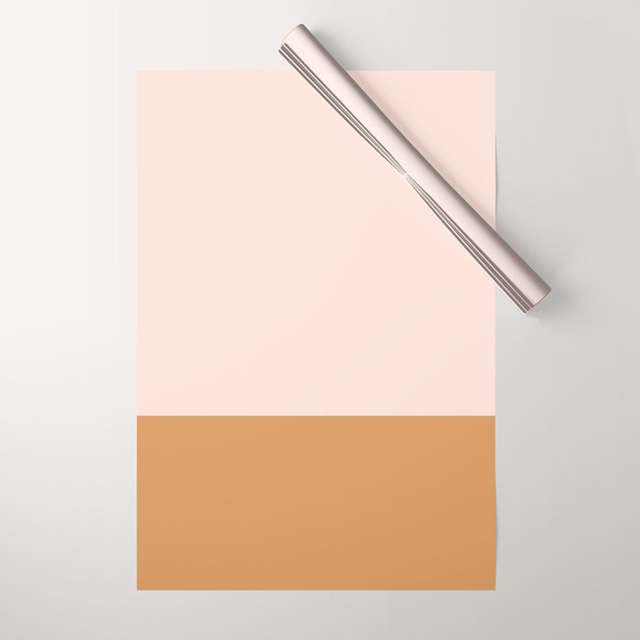 Minimalist Colour Block in Pale Blush Pink and Muted Ochre Wrapping Paper Gallery Image 1