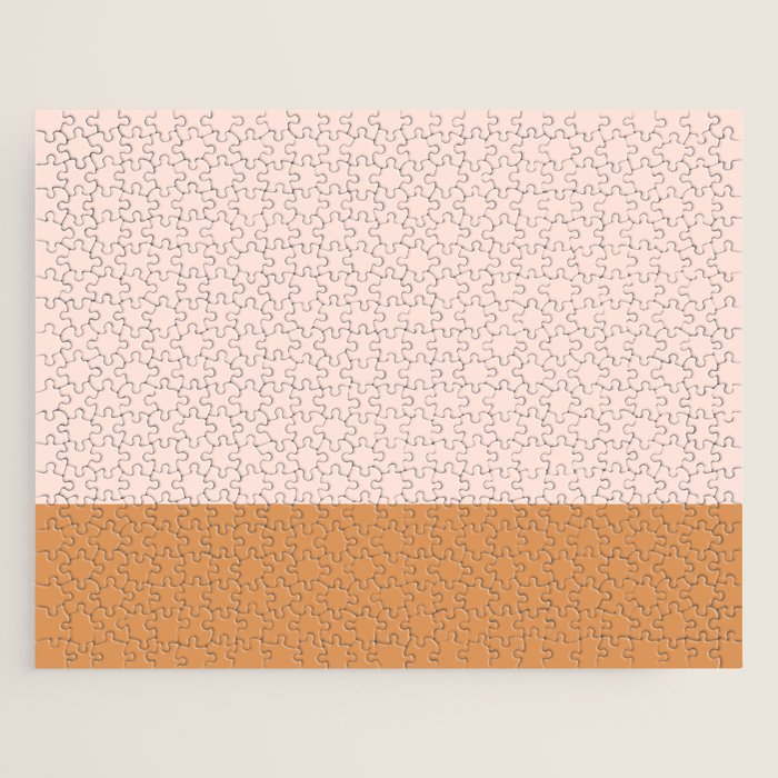Minimalist Colour Block in Pale Blush Pink and Muted Ochre Jigsaw Puzzle Gallery Image 1