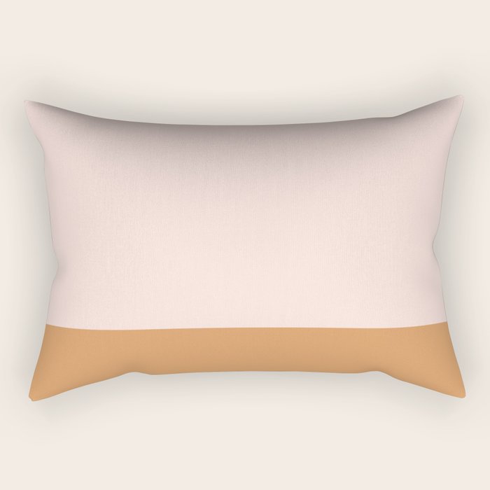 Minimalist Colour Block in Pale Blush Pink and Muted Ochre Rectangular Pillow Gallery Image 1