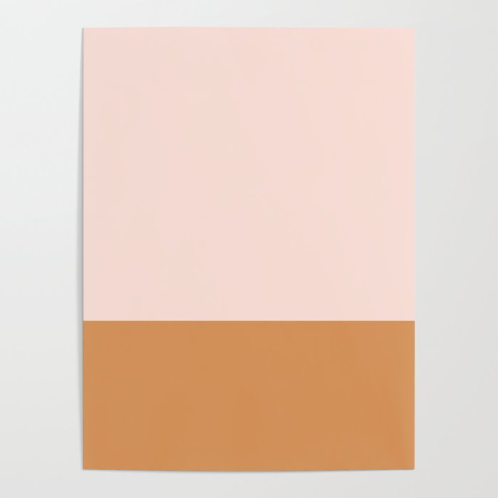 Minimalist Colour Block in Pale Blush Pink and Muted Ochre Poster Gallery Image 4