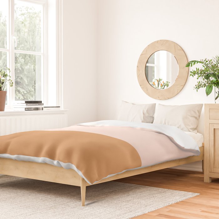 Minimalist Colour Block in Pale Blush Pink and Muted Ochre Duvet Cover Gallery Image 2