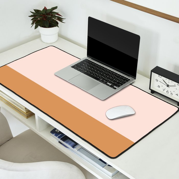 Minimalist Colour Block in Pale Blush Pink and Muted Ochre Desk Mat Gallery Image 2