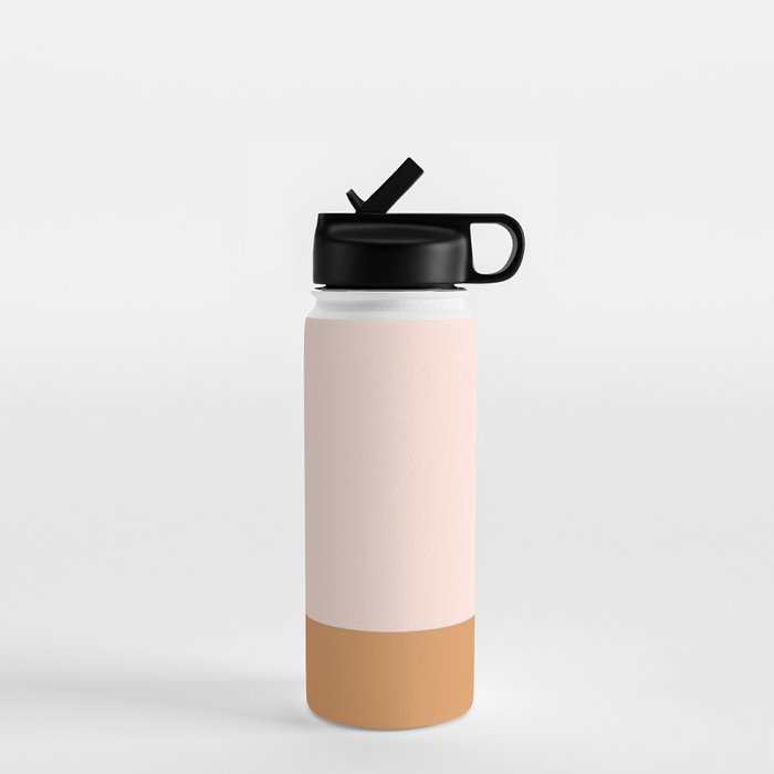 Minimalist Colour Block in Pale Blush Pink and Muted Ochre Water Bottle Gallery Image 1