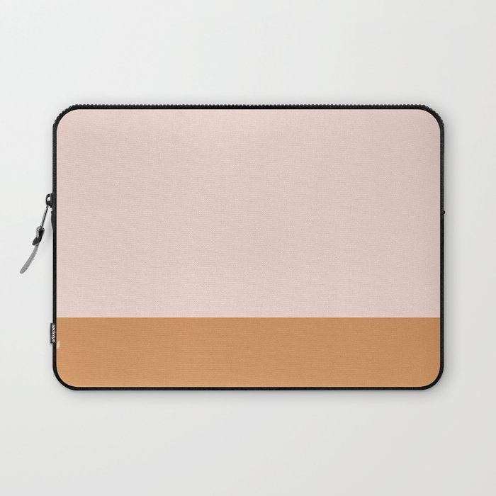 Minimalist Colour Block in Pale Blush Pink and Muted Ochre Laptop Sleeve Gallery Image 1