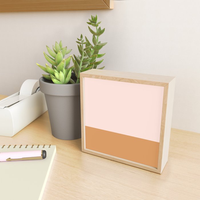 Minimalist Colour Block in Pale Blush Pink and Muted Ochre Mini Art Print Gallery Image 2