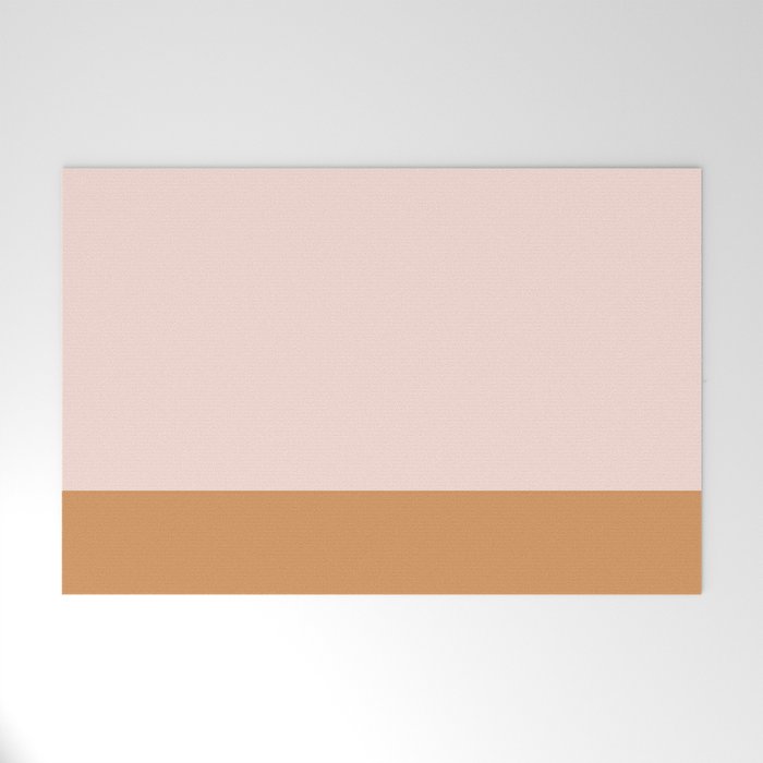 Minimalist Colour Block in Pale Blush Pink and Muted Ochre Welcome Mat Gallery Image 1