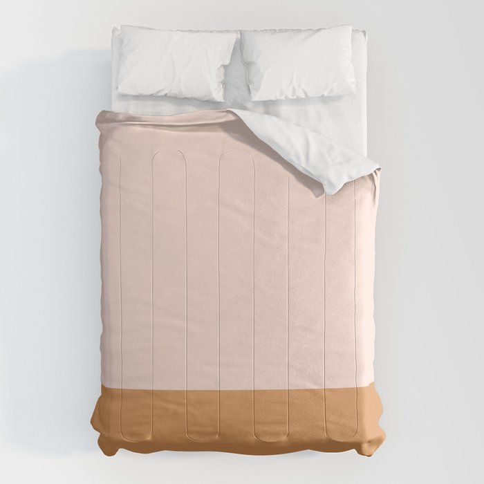 Minimalist Colour Block in Pale Blush Pink and Muted Ochre Comforter Gallery Image 1