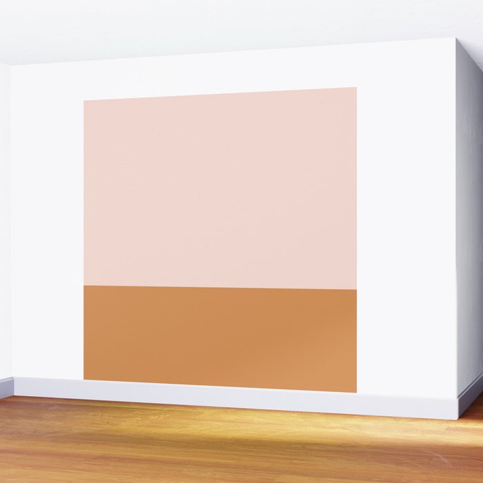 Minimalist Colour Block in Pale Blush Pink and Muted Ochre Wall Mural Gallery Image 2
