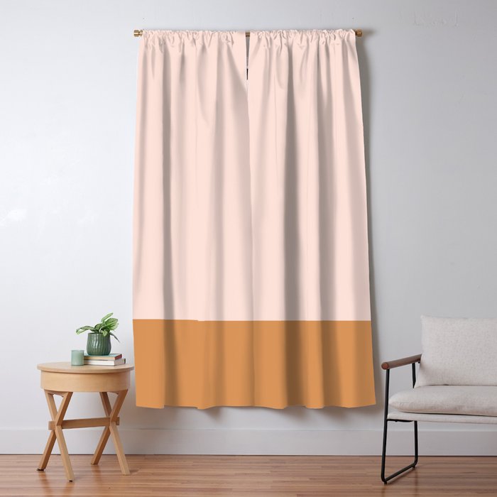 Minimalist Colour Block in Pale Blush Pink and Muted Ochre Window Curtain Gallery Image 5