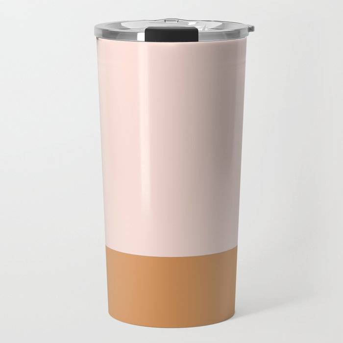 Minimalist Colour Block in Pale Blush Pink and Muted Ochre Travel Mug Gallery Image 1