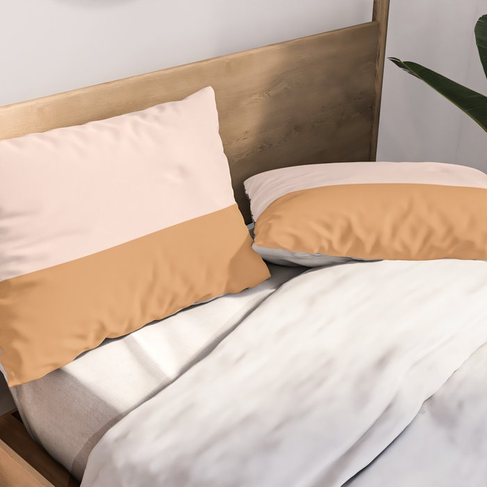 Minimalist Colour Block in Pale Blush Pink and Muted Ochre Pillow Sham Gallery Image 2