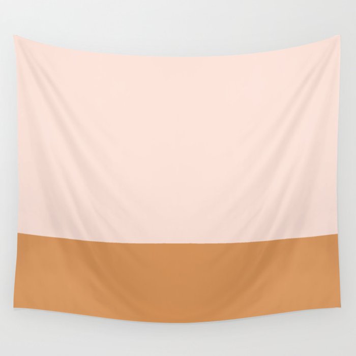 Minimalist Colour Block in Pale Blush Pink and Muted Ochre Wall Tapestry Gallery Image 4